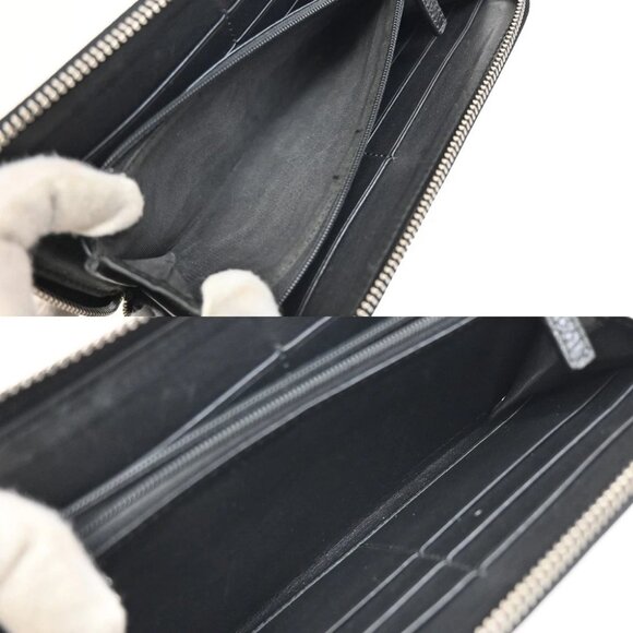 GUCCI Logo Guccissima GG Pattern Long Zipper Wallet Leather Black - Picture 12 of 12